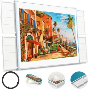 ⏰Last Day Sale $19⏰ Rotating Puzzle Board with Drawers and Cover,Tilt&Lazy Susan